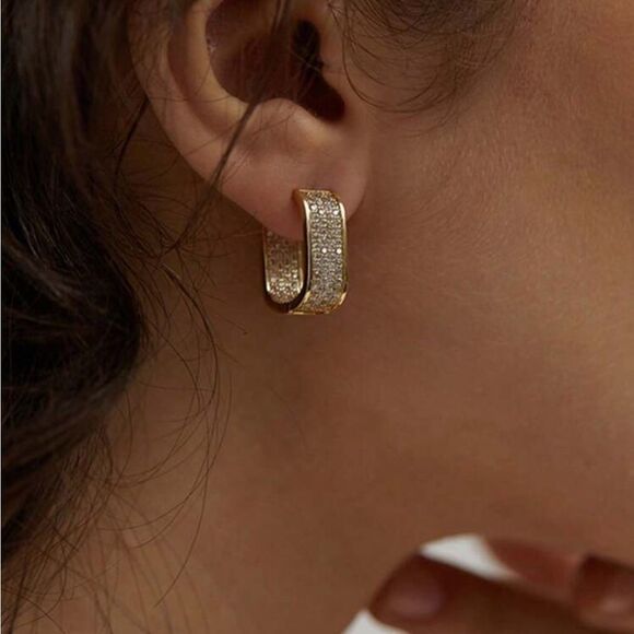 Diamond hoop earrings M933 - Picture 1 of 7